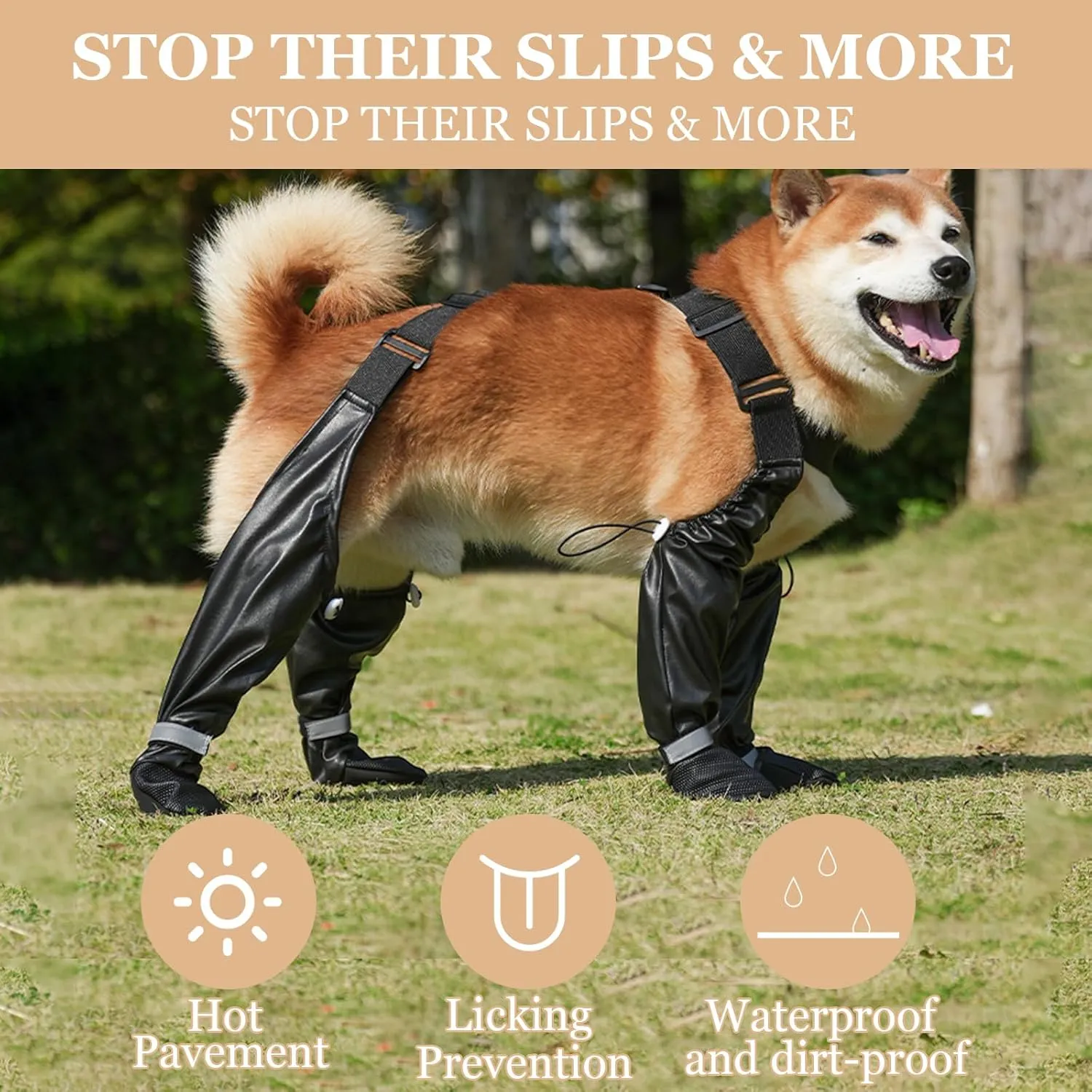 Dog Suspender Booties, Dog Paw Boot Leggings, Anti-Slip Dog Snow Pants with Attached Boots, Waterproof Adjustable Suspender Boots for Dogs, Winter Snow Rain Hiking Paws Protector Dog Boots (XS)