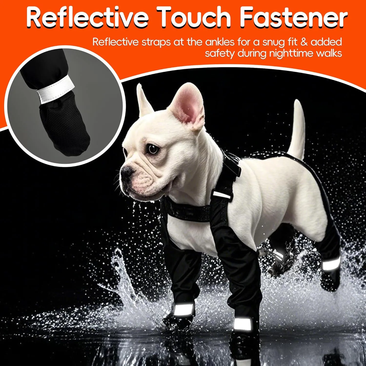 Dog Suspender Boots, Large Dog Rain Boots, Waterproof Doggy Winter Boot Snow Pants, Paw Protectors Legging Shoes with Suspenders, Anti-Slip Reflective Rain Boot for Walk Hike Outdoor Snowy (Black,L)