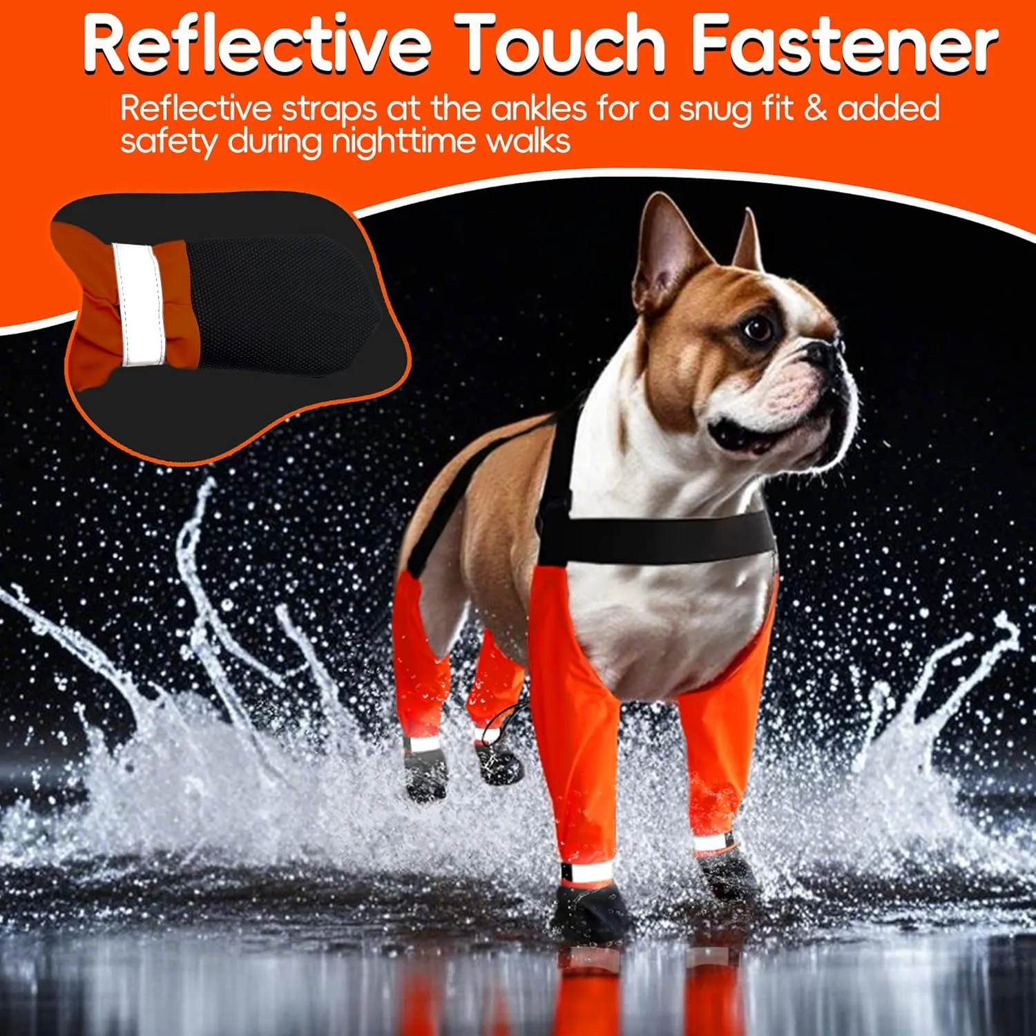Dog Suspender Boots, Waterproof Tall Dog Rain Boots, Dirty-Proof Pet Leggings Boot Paw Protector 4-Legged Shoes, Adjustable Winter Snow Pants with Boot for Medium Large Dogs Outdoor Walking Hiking