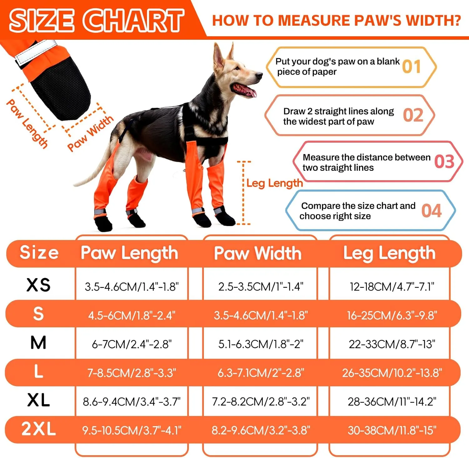 Dog Suspender Boots, Waterproof Tall Dog Rain Boots, Dirty-Proof Pet Leggings Boot Paw Protector 4-Legged Shoes, Adjustable Winter Snow Pants with Boot for Medium Large Dogs Outdoor Walking Hiking