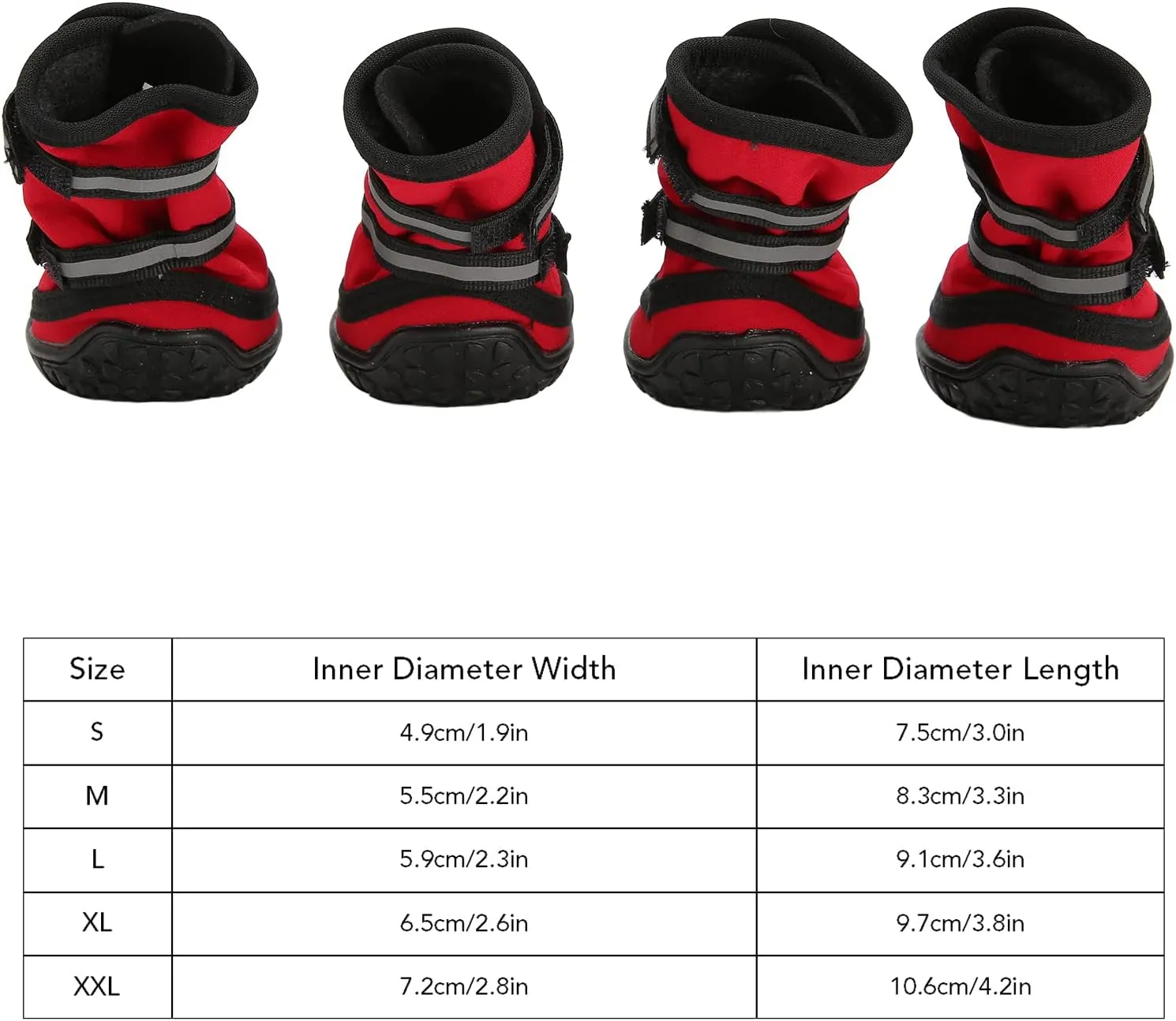 Dog Winter Boots, Dog Booties with Reflective Strips Skid-Proof Dog Shoes for Outdoor Hiking Traveling (L)