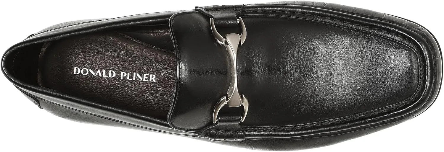 Donald Pliner Dannie Slip-On Leather Loafer - Stacked Heel – Classic Dress Loafers for Men, Memory Foam Insole, Men’s Driving Shoes, Leather Shoes for Men