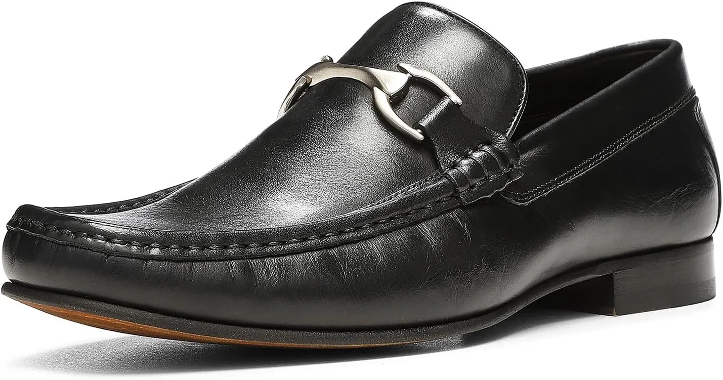 Donald Pliner Dannie Slip-On Leather Loafer - Stacked Heel – Classic Dress Loafers for Men, Memory Foam Insole, Men’s Driving Shoes, Leather Shoes for Men