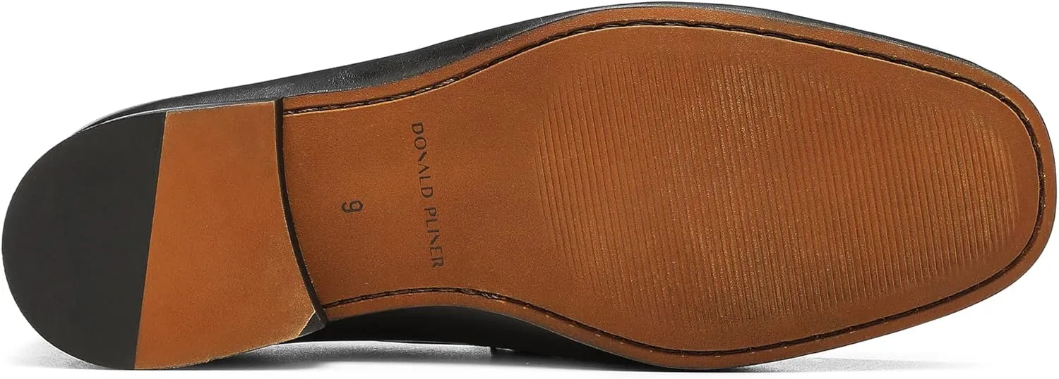 Donald Pliner Dannie Slip-On Leather Loafer - Stacked Heel – Classic Dress Loafers for Men, Memory Foam Insole, Men’s Driving Shoes, Leather Shoes for Men