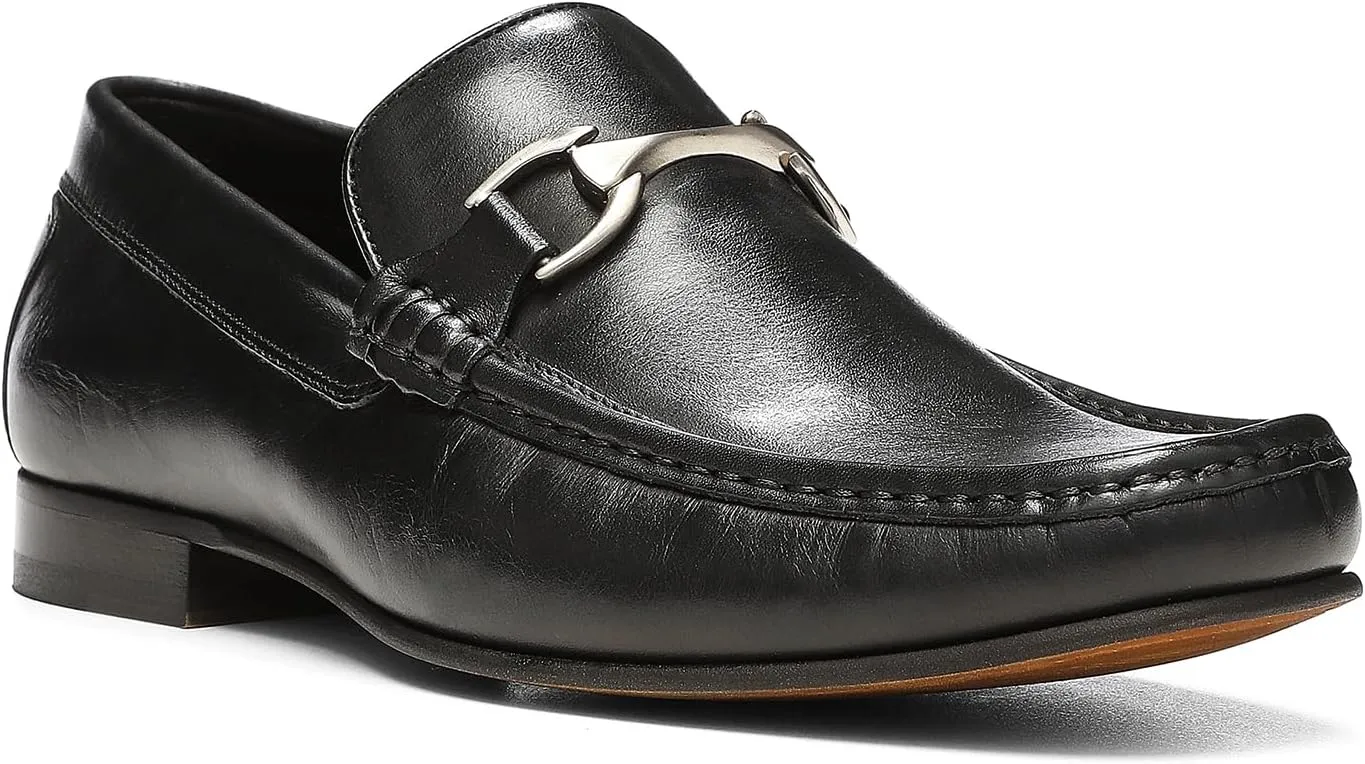 Donald Pliner Dannie Slip-On Leather Loafer - Stacked Heel – Classic Dress Loafers for Men, Memory Foam Insole, Men’s Driving Shoes, Leather Shoes for Men
