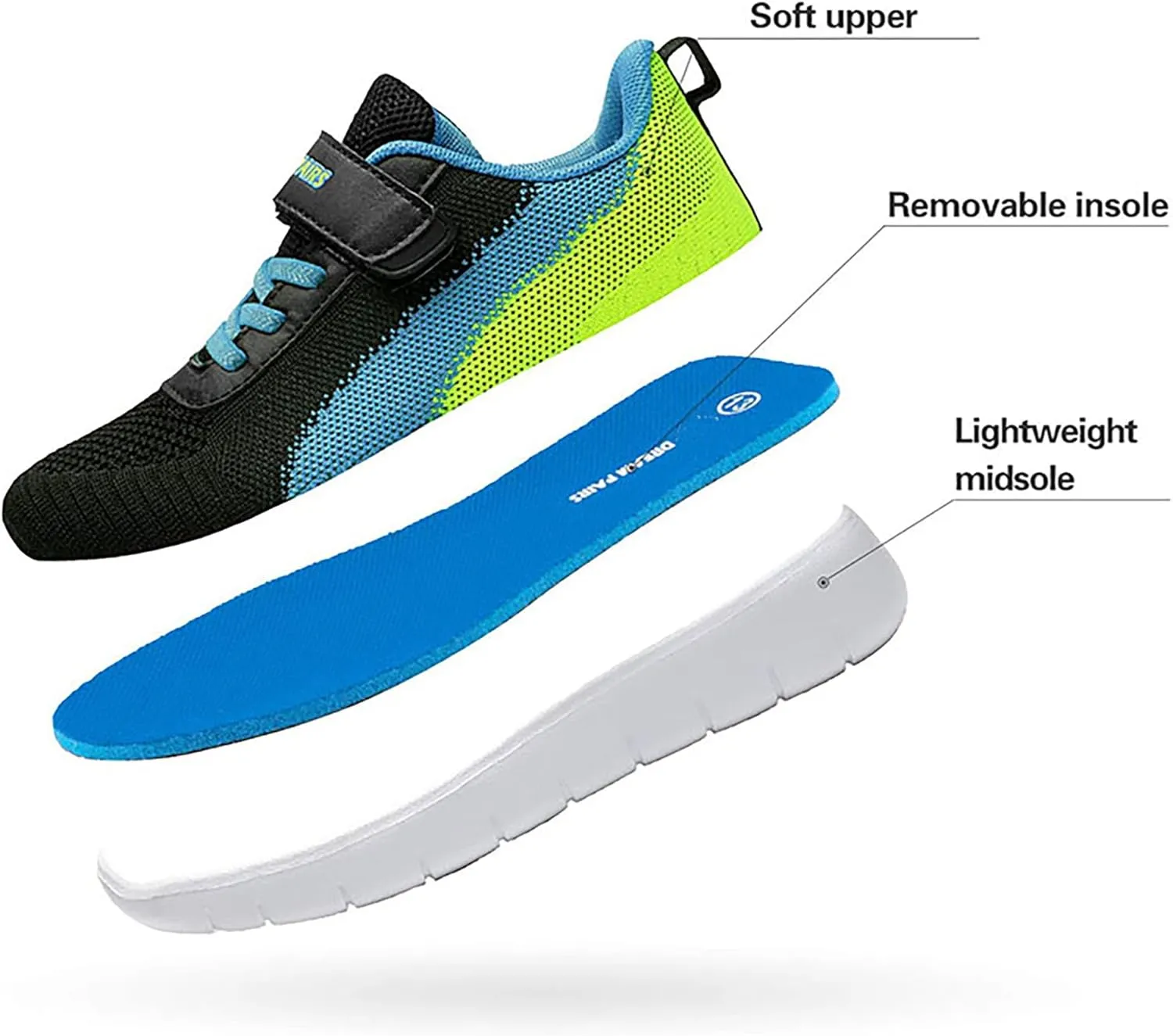 DREAM PAIRS Boys Girls Shoes Kids Tennis EZ-Ons MagicZips Athletic Running Walking Barefoot Zero Drop Sneakers