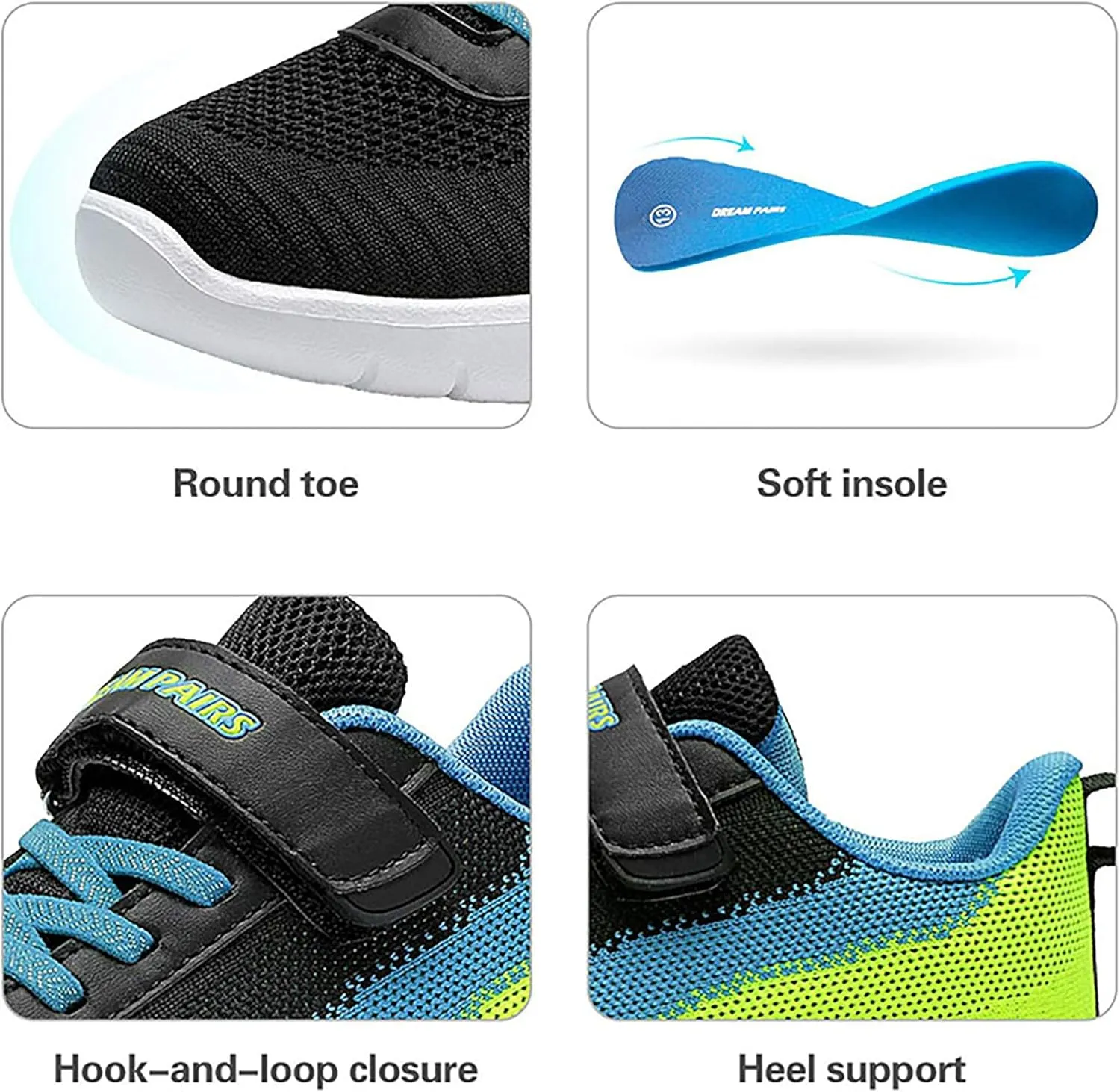 DREAM PAIRS Boys Girls Shoes Kids Tennis EZ-Ons MagicZips Athletic Running Walking Barefoot Zero Drop Sneakers