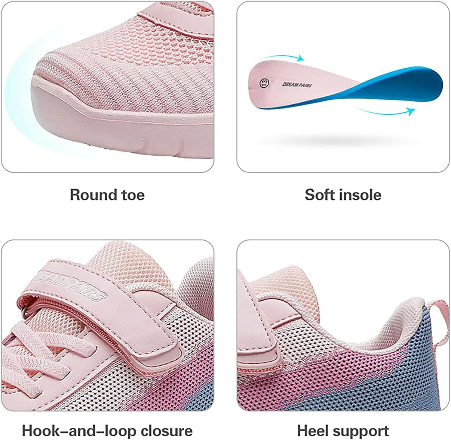 DREAM PAIRS Boys Girls Shoes Kids Tennis EZ-Ons MagicZips Athletic Running Walking Barefoot Zero Drop Sneakers