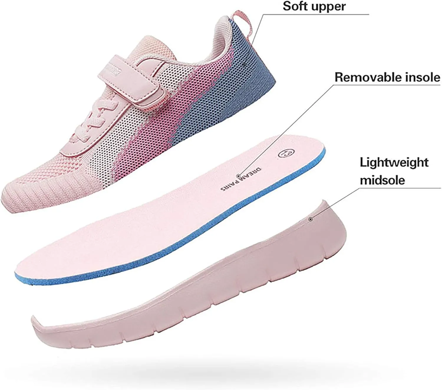DREAM PAIRS Boys Girls Shoes Kids Tennis EZ-Ons MagicZips Athletic Running Walking Barefoot Zero Drop Sneakers