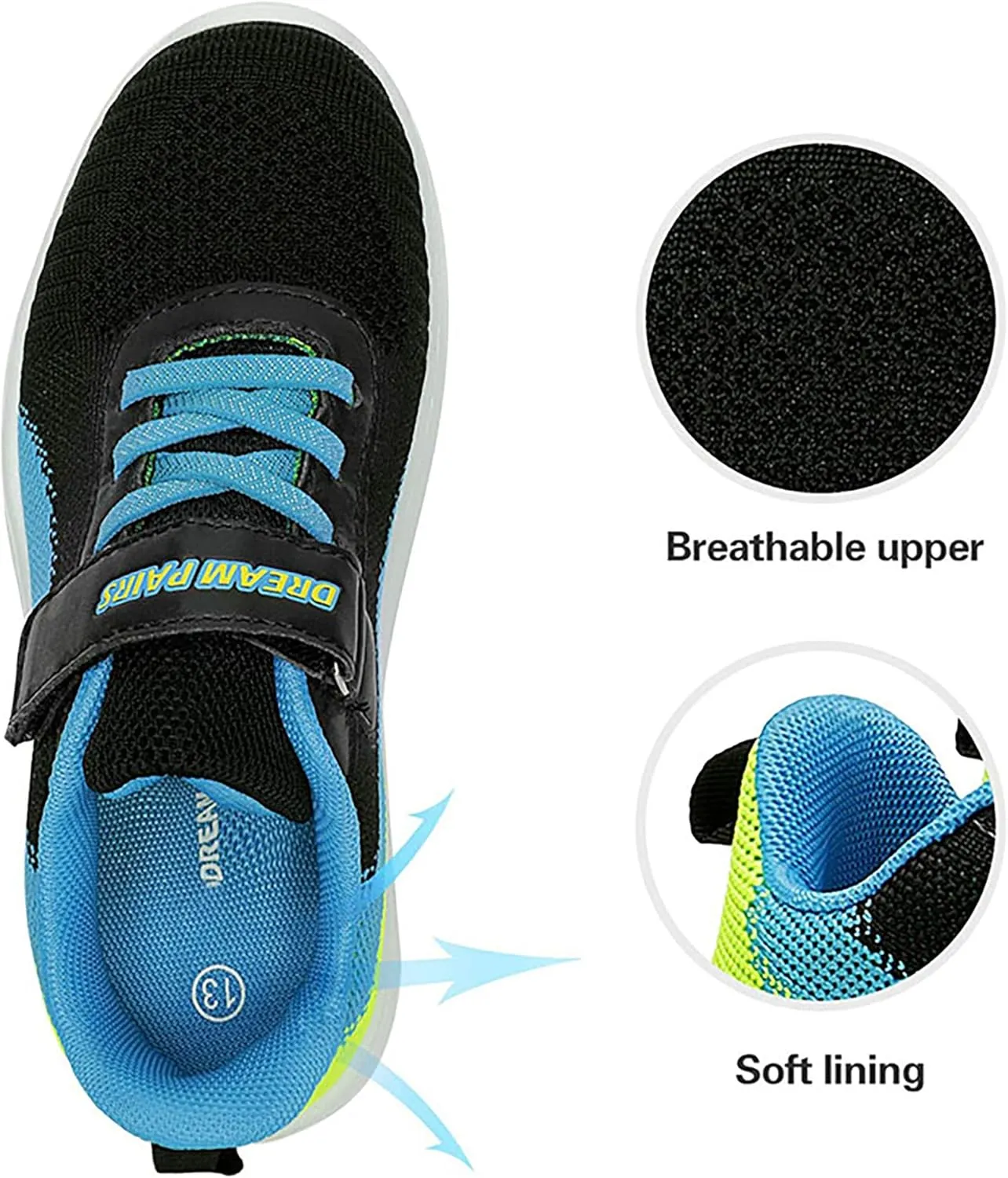 DREAM PAIRS Boys Girls Shoes Kids Tennis EZ-Ons MagicZips Athletic Running Walking Barefoot Zero Drop Sneakers