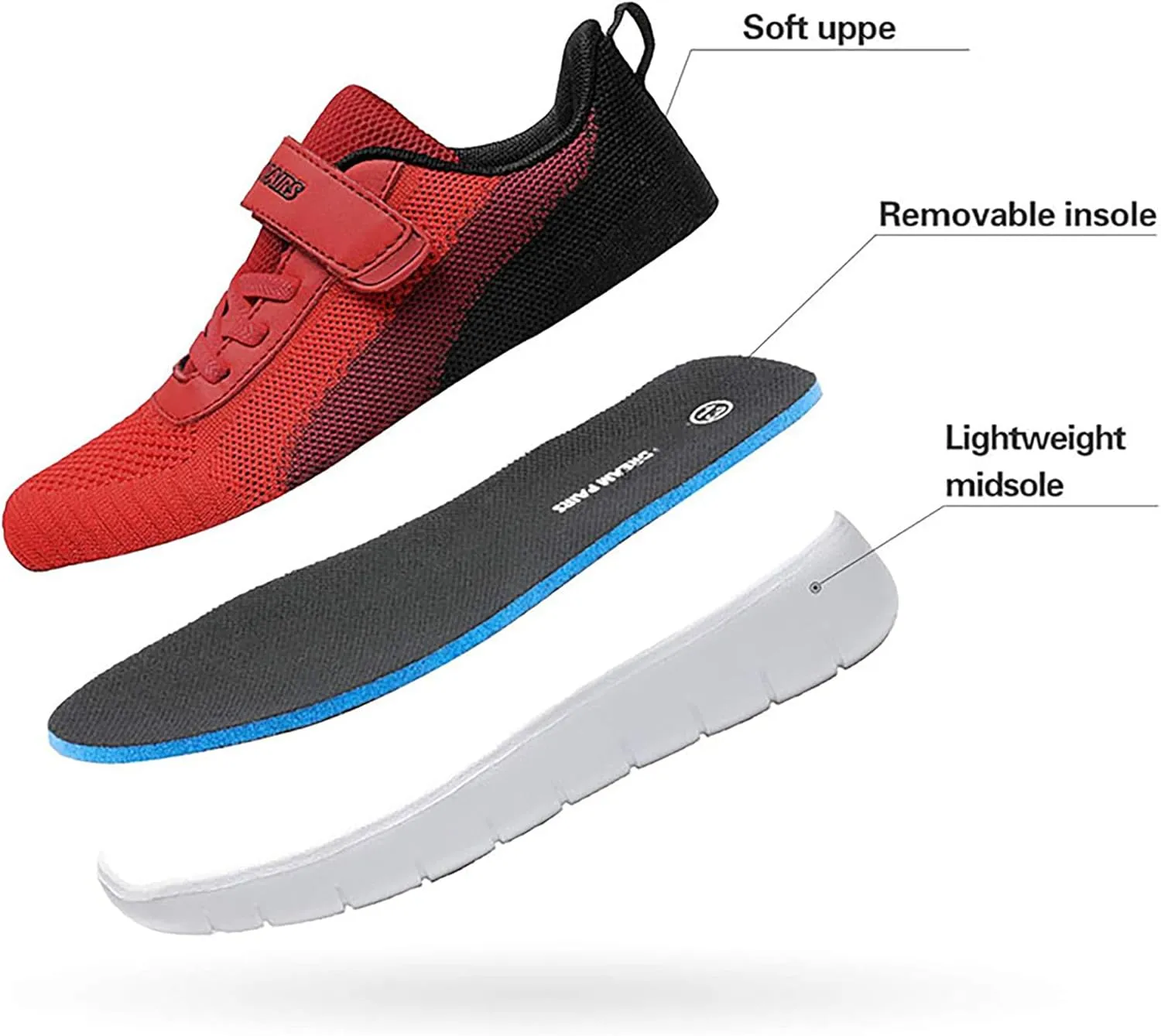 DREAM PAIRS Boys Girls Shoes Kids Tennis EZ-Ons MagicZips Athletic Running Walking Barefoot Zero Drop Sneakers