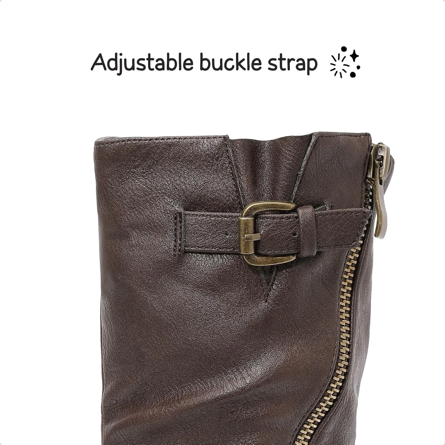DREAM PAIRS Girls Buckle Zipper Knee High Winter Boots