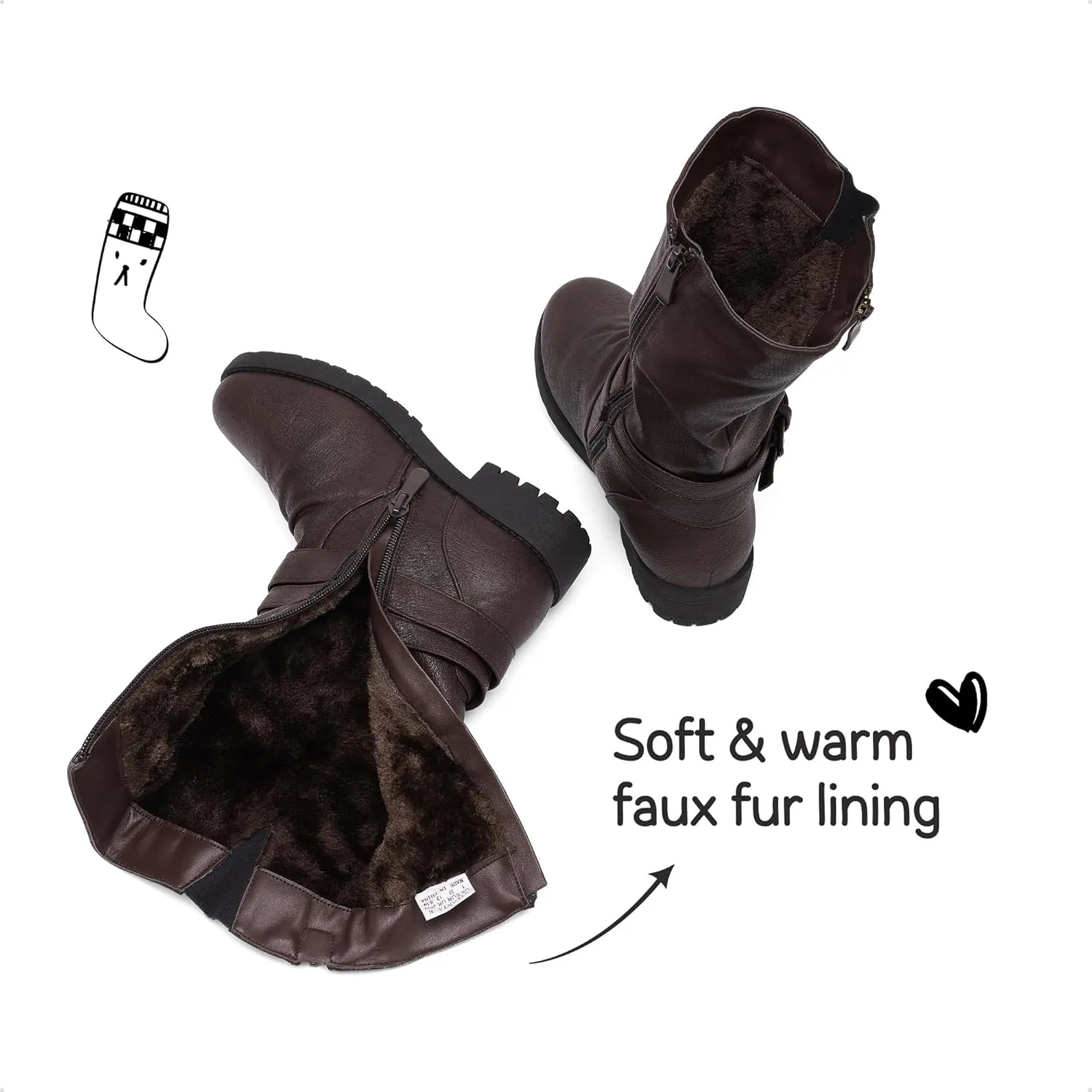 DREAM PAIRS Girls Buckle Zipper Knee High Winter Boots