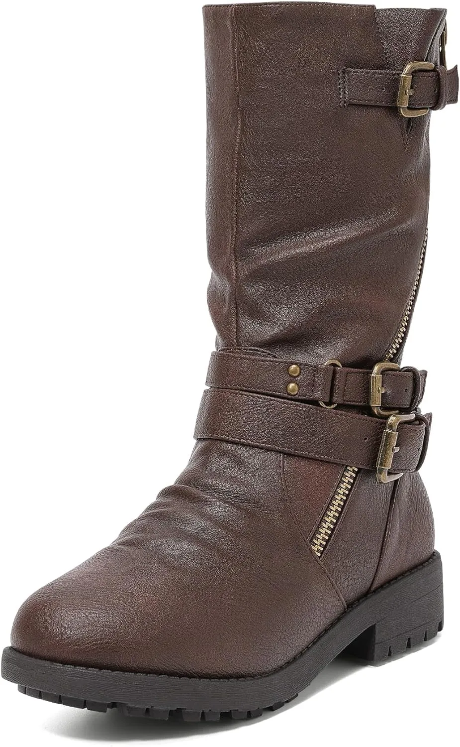 DREAM PAIRS Girls Buckle Zipper Knee High Winter Boots