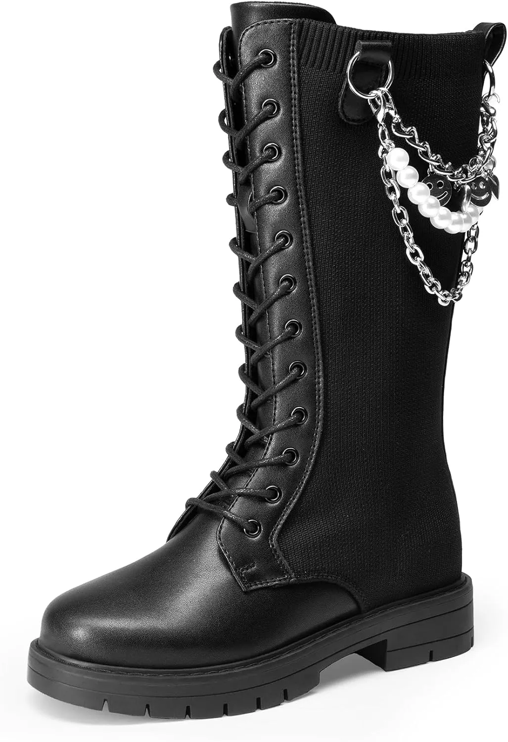 DREAM PAIRS Girls Riding Boots Knee High Side Zipper Mid Calf Shoes Little Kid/Big Kid