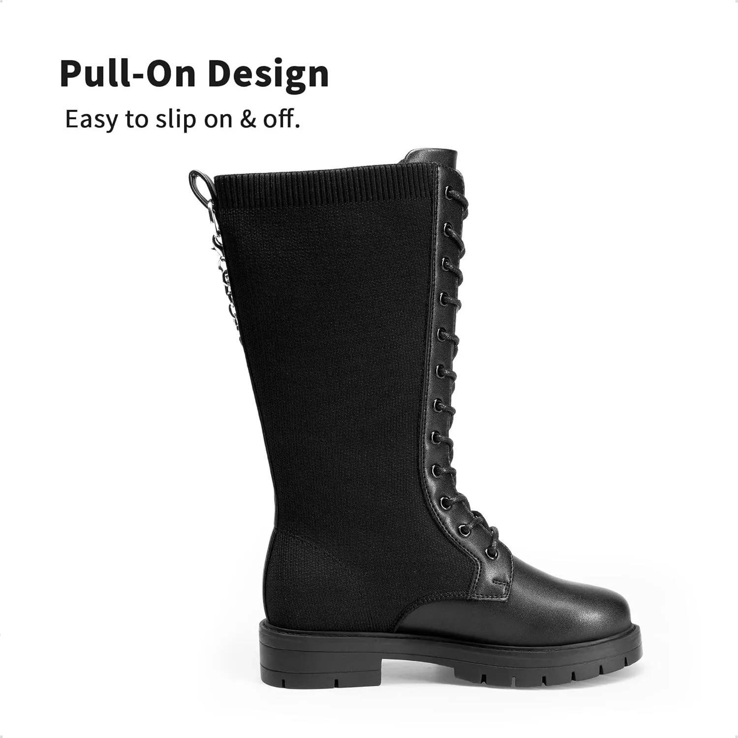 DREAM PAIRS Girls Riding Boots Knee High Side Zipper Mid Calf Shoes Little Kid/Big Kid