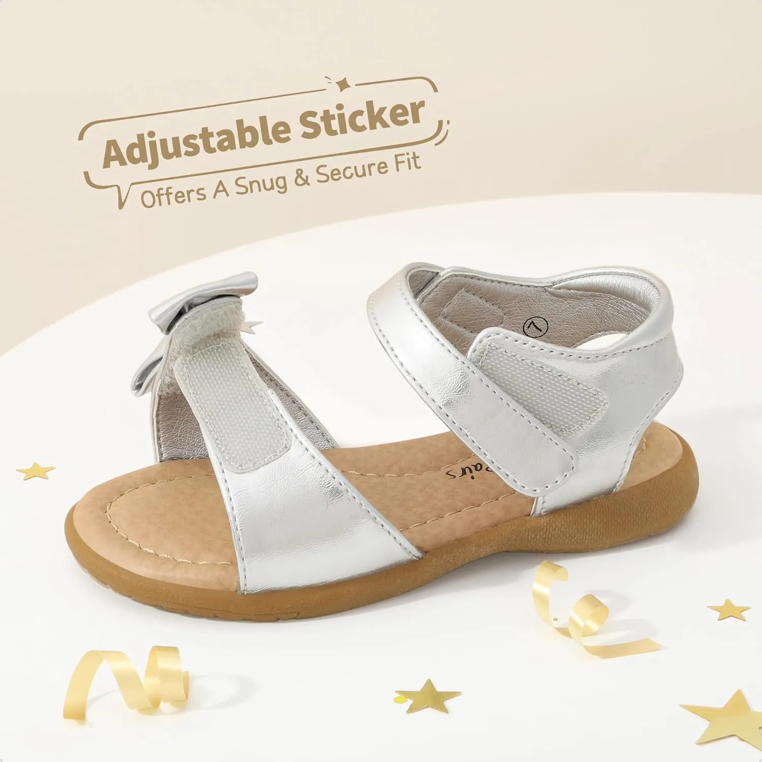 DREAM PAIRS Girls Sandals Fashion Bow Summer Shoes for Toddler/Little Kid