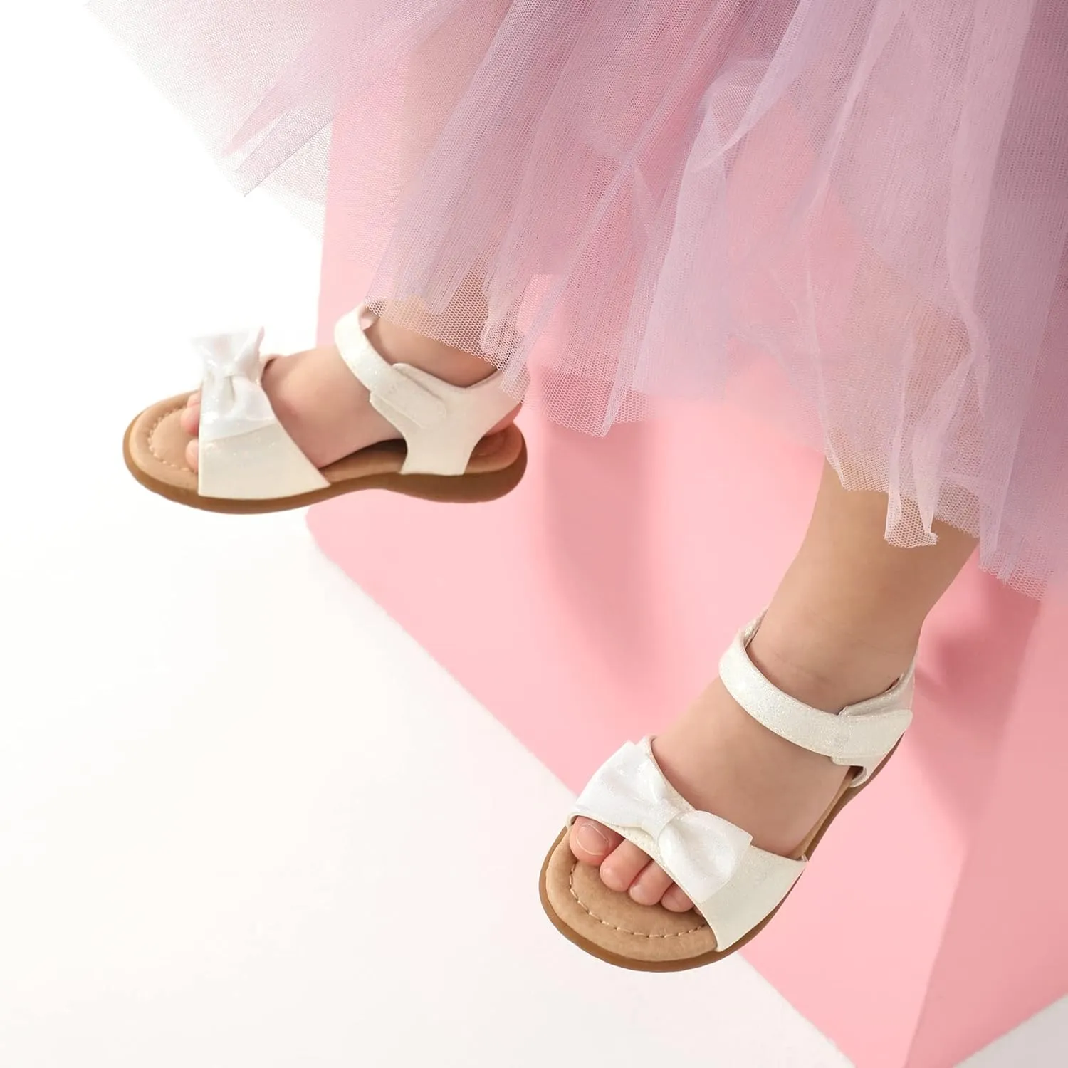 DREAM PAIRS Girls Sandals Fashion Bow Summer Shoes for Toddler/Little Kid