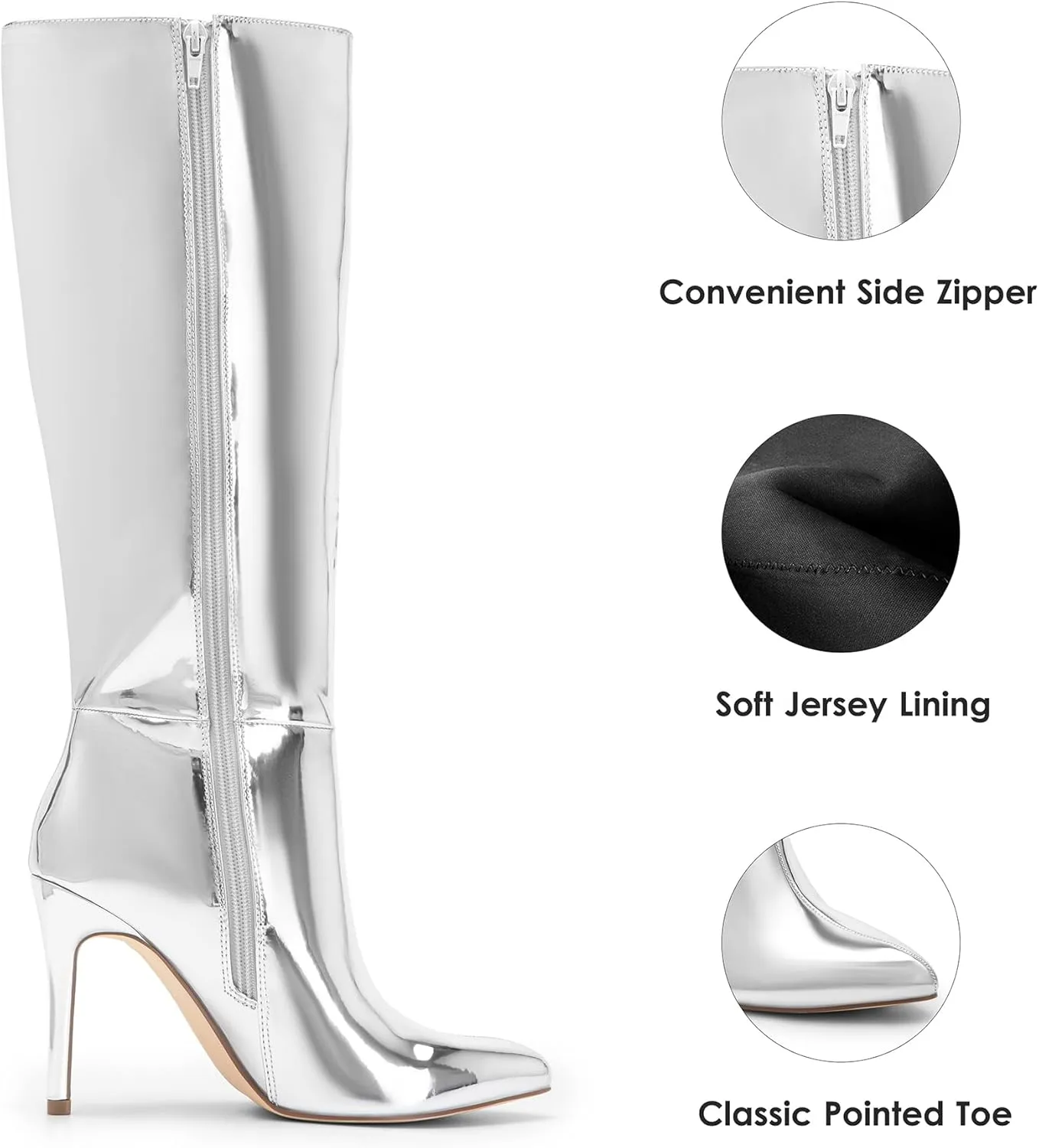DREAM PAIRS Knee High Boots for Women, Sexy Pointed Toe Stiletto High Heel Boots, Fashion & Classic Dress Shoes
