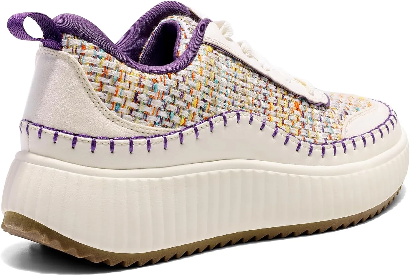 DREAM PAIRS Women Chunky City Tweed Comfortable Casual Platform Fashion Sneaker