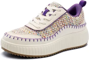 DREAM PAIRS Women Chunky City Tweed Comfortable Casual Platform Fashion Sneaker