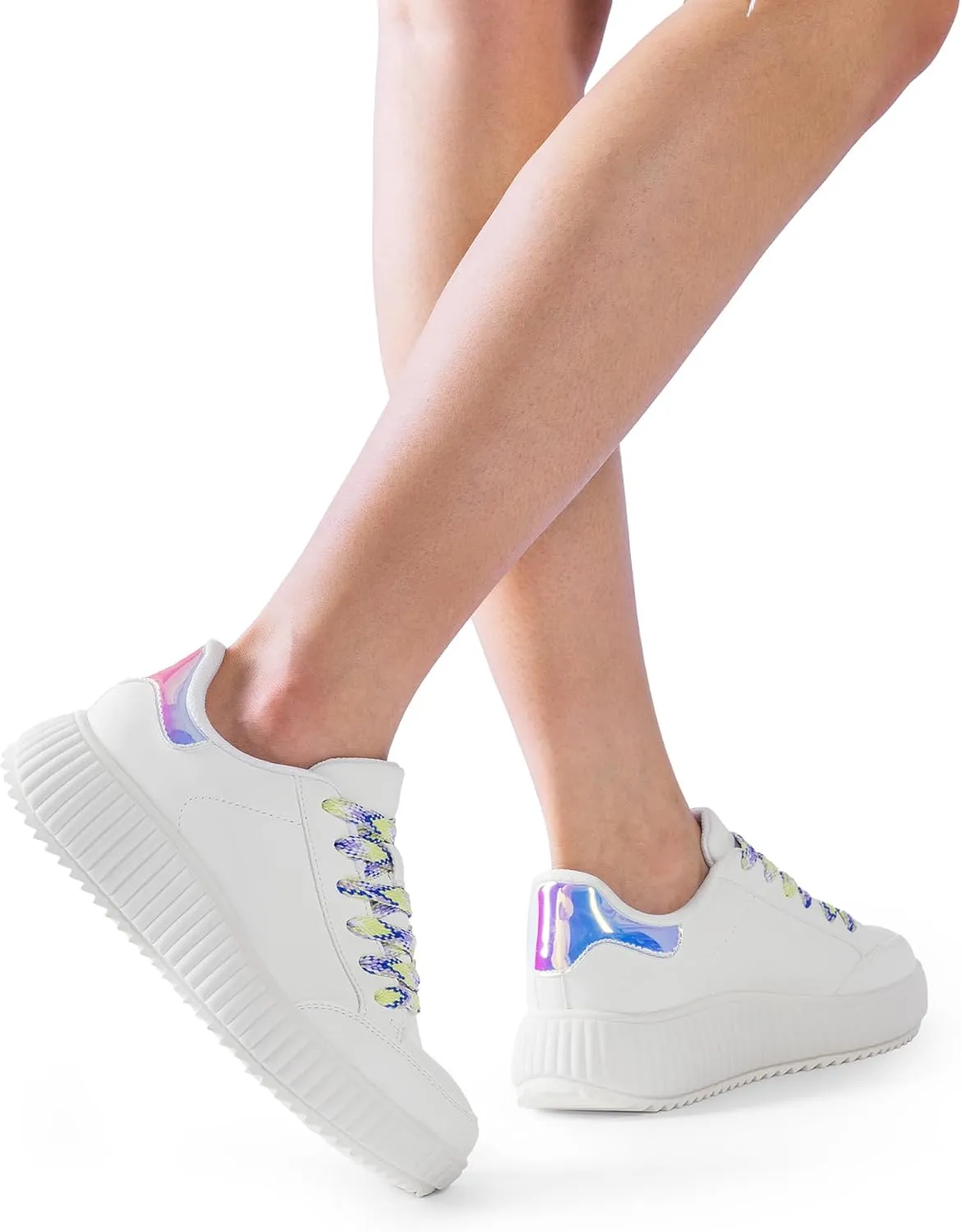 DREAM PAIRS Women Platform Chunky Lightweight Comfortable Casual Faux Leather Lace-Up Dee Walking Fashion Sneakers