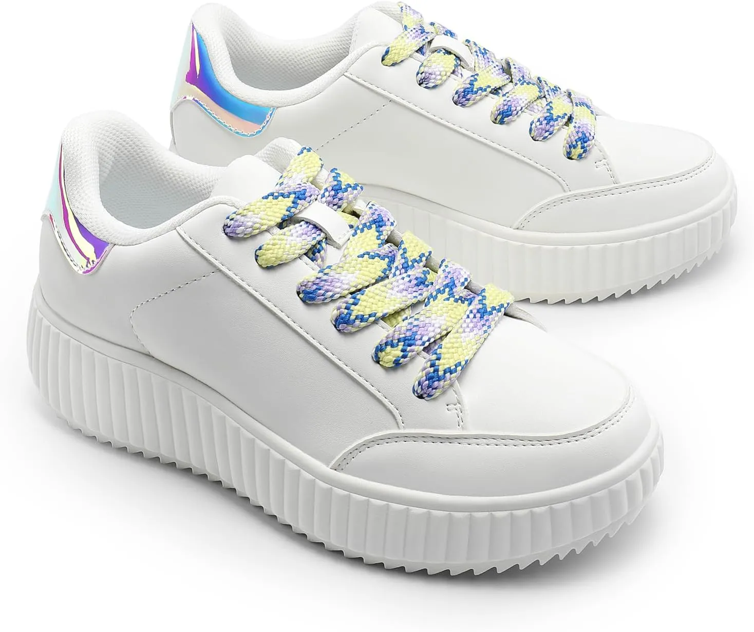 DREAM PAIRS Women Platform Chunky Lightweight Comfortable Casual Faux Leather Lace-Up Dee Walking Fashion Sneakers