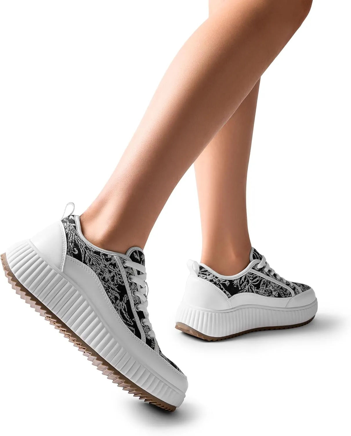 DREAM PAIRS Women Platform Chunky Lightweight Comfortable Casual Lace-Up Sky Walking Fashion Sneakers