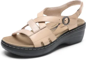 DREAM PAIRS Women's Comfortable Arch Support Wedge Sandals Open Toe Summer Walking Shoe