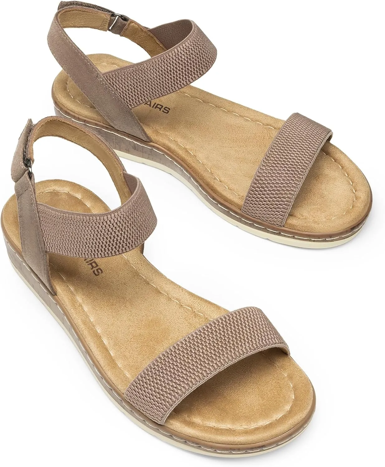 DREAM PAIRS Women's Comfortable Dressy Cork Low Wedge Heels Cute Summer One Band Casual Flat Sandals with Adjustable Ankle Strap