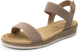 DREAM PAIRS Women's Comfortable Dressy Cork Low Wedge Heels Cute Summer One Band Casual Flat Sandals with Adjustable Ankle Strap