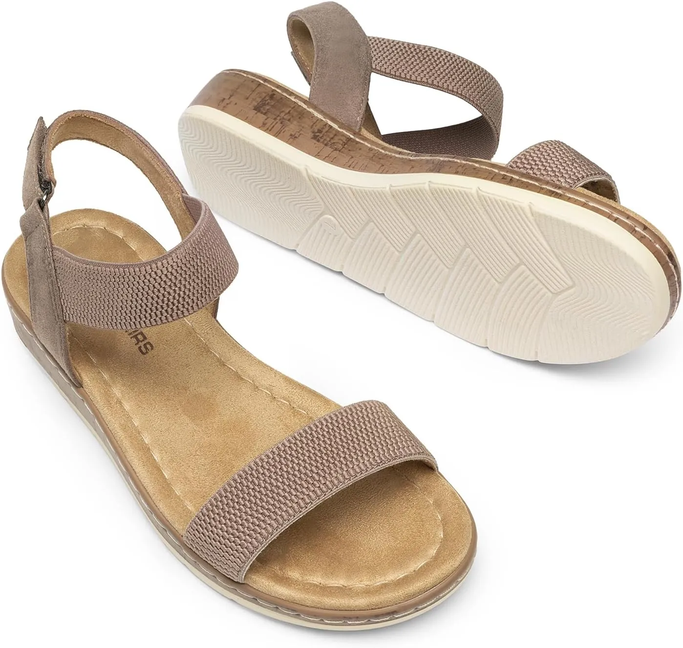 DREAM PAIRS Women's Comfortable Dressy Cork Low Wedge Heels Cute Summer One Band Casual Flat Sandals with Adjustable Ankle Strap