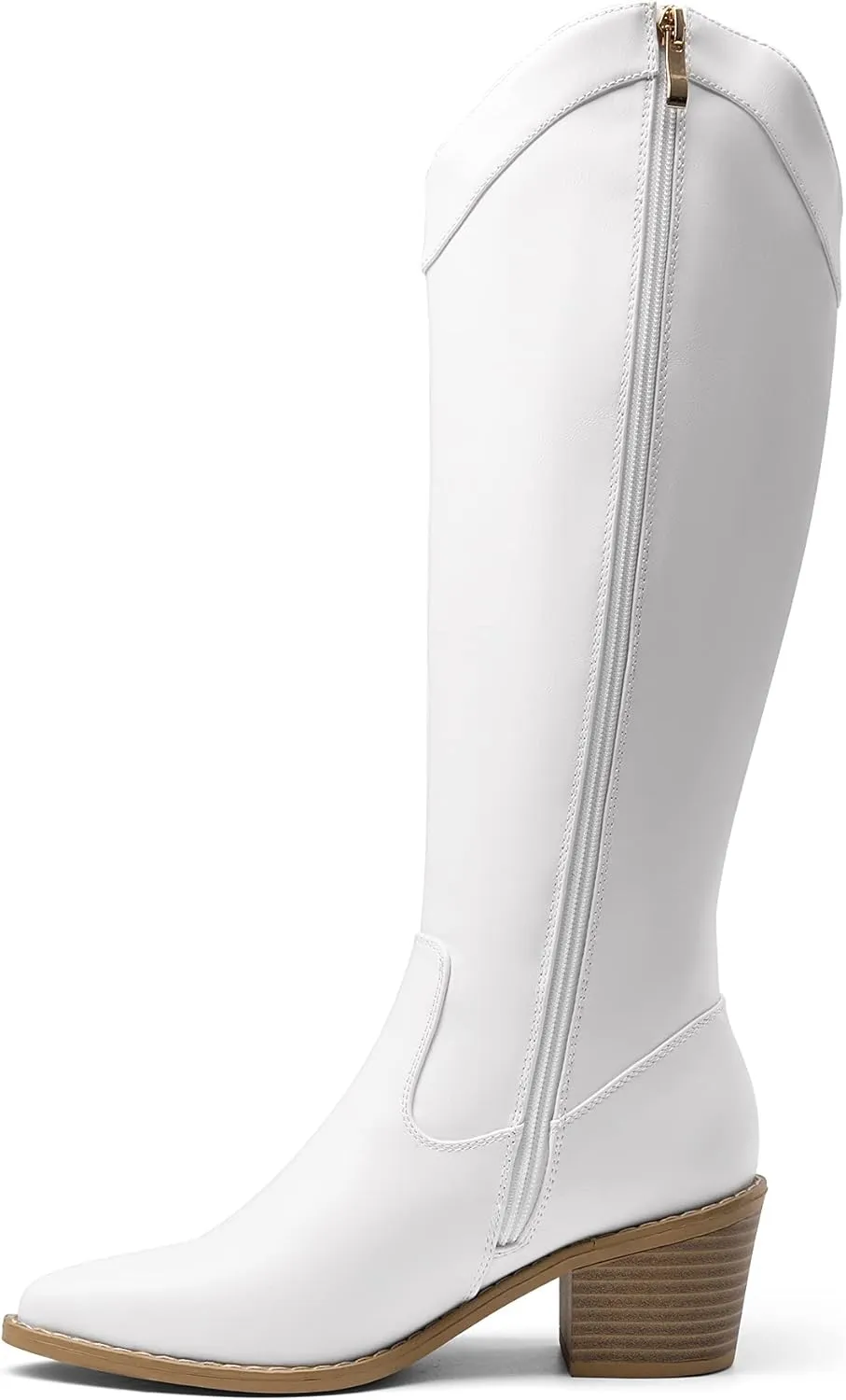 DREAM PAIRS Womens Cowboy Boots, Western Cowgirl Pull On Zipper Chunky Heel Pointed Toe Knee High Boots