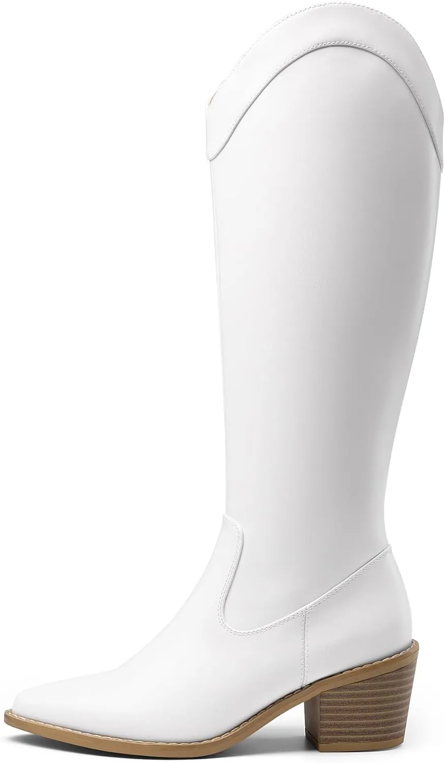 DREAM PAIRS Womens Cowboy Boots, Western Cowgirl Pull On Zipper Chunky Heel Pointed Toe Knee High Boots