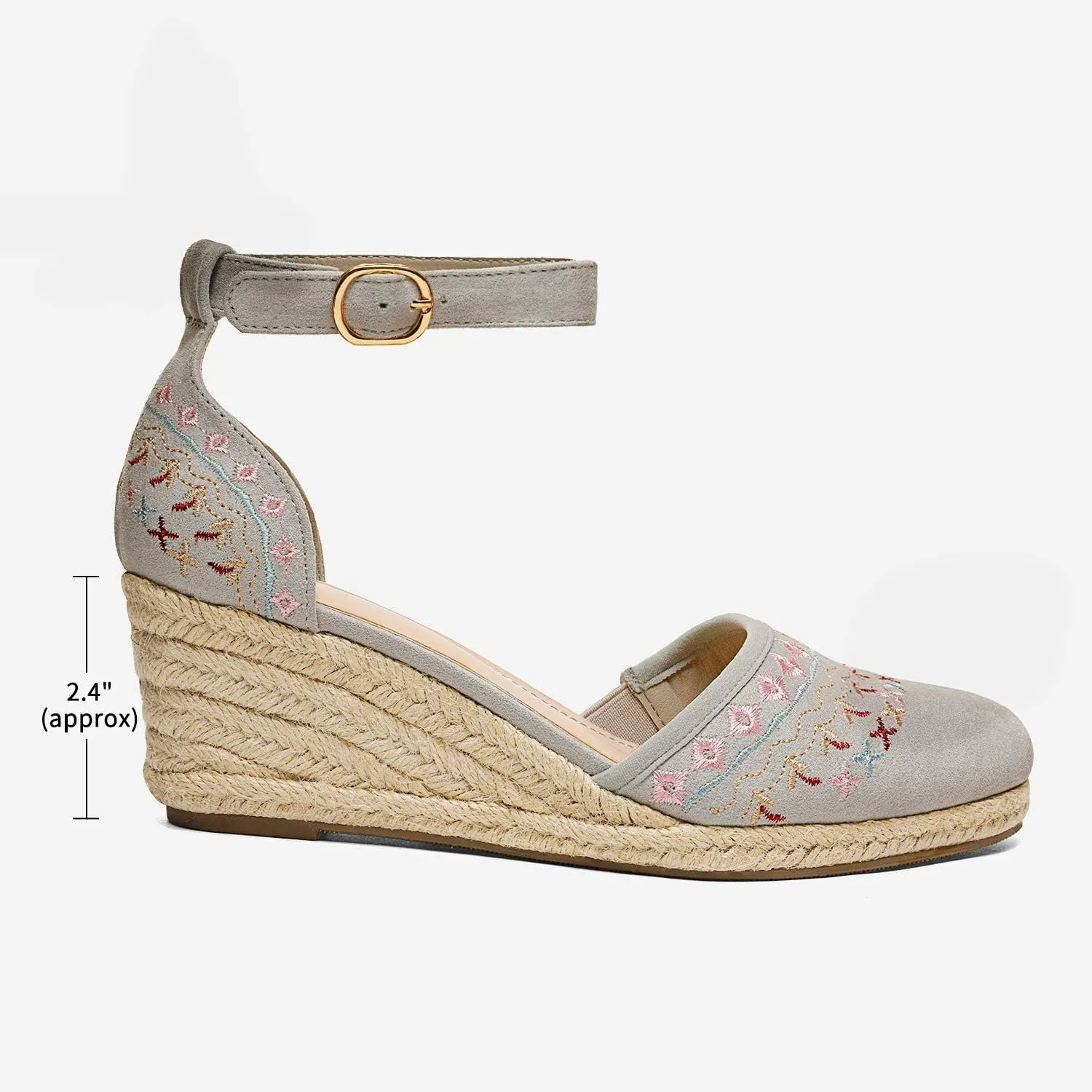 DREAM PAIRS Women's Espadrilles Closed Toe Ankle Strap Dressy Platform Wedge Sandals