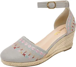 DREAM PAIRS Women's Espadrilles Closed Toe Ankle Strap Dressy Platform Wedge Sandals