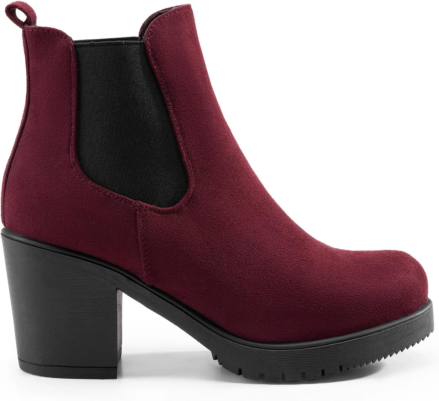DREAM PAIRS Women's High Chunky Heel Chelsea Ankle Boots Slip On Elastic Fall Heeld Booties Shoes