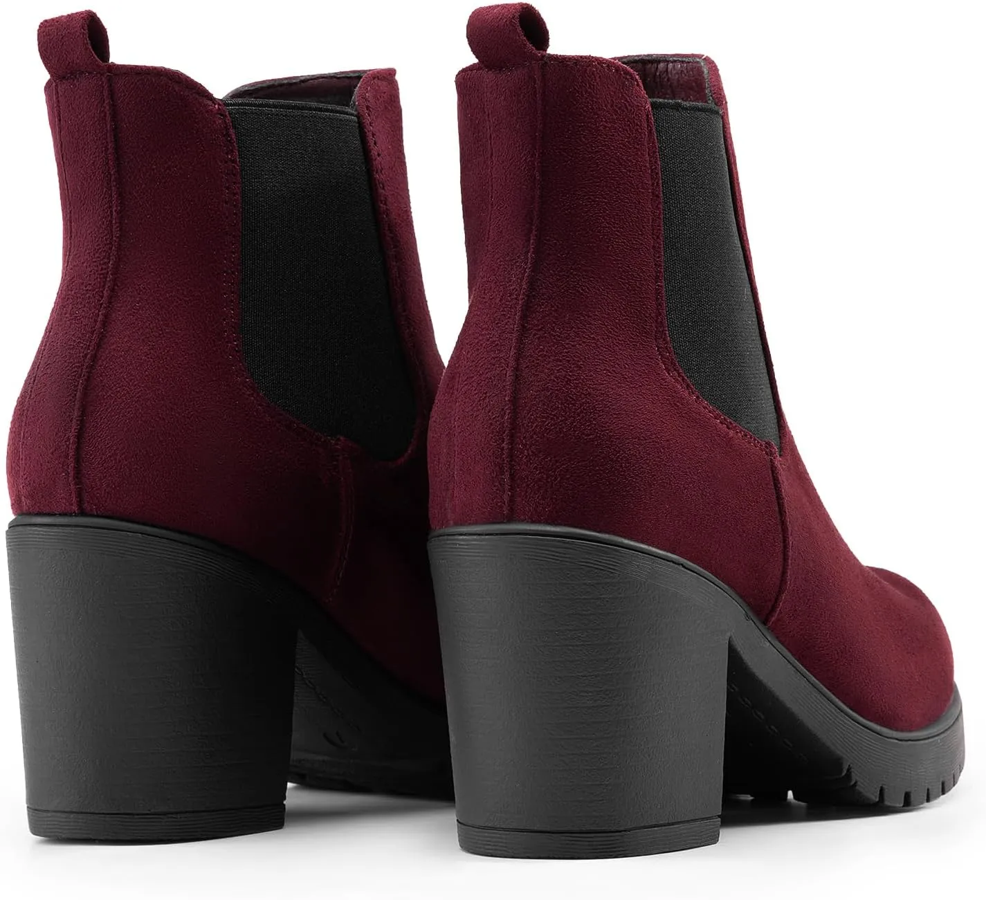 DREAM PAIRS Women's High Chunky Heel Chelsea Ankle Boots Slip On Elastic Fall Heeld Booties Shoes