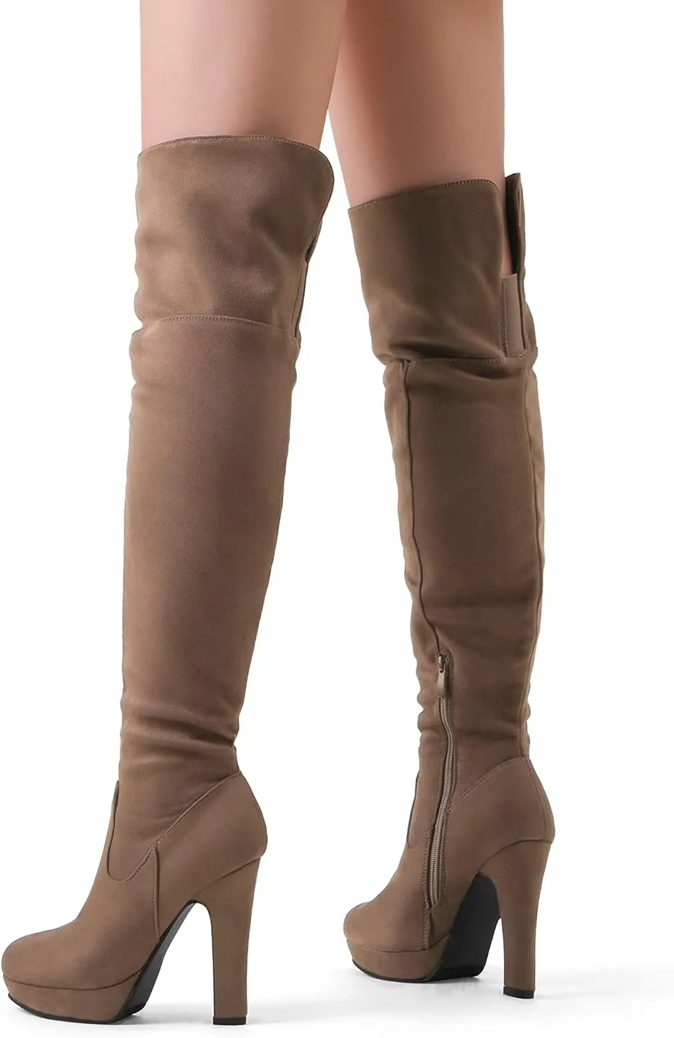 DREAM PAIRS Women's HIGHPLAT Black Chunky Thigh High Over The Knee High Heel Boots