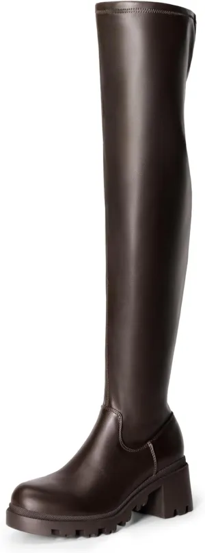 DREAM PAIRS Women's Knee High Boots, Platform Over The Knee High Chunky Heel Fashion Boots for Women