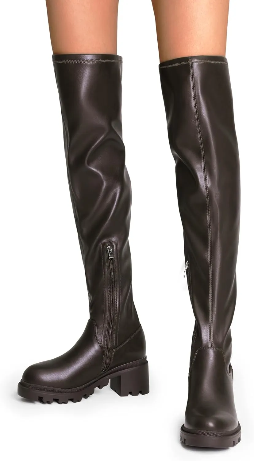 DREAM PAIRS Women's Knee High Boots, Platform Over The Knee High Chunky Heel Fashion Boots for Women