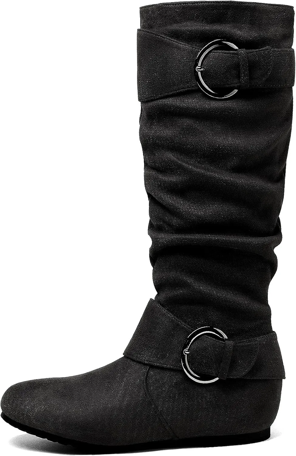 DREAM PAIRS Women's Knee High Low Hidden Wedge Boots Suede Faux Fur Lining Side Zipper Knee High Boots
