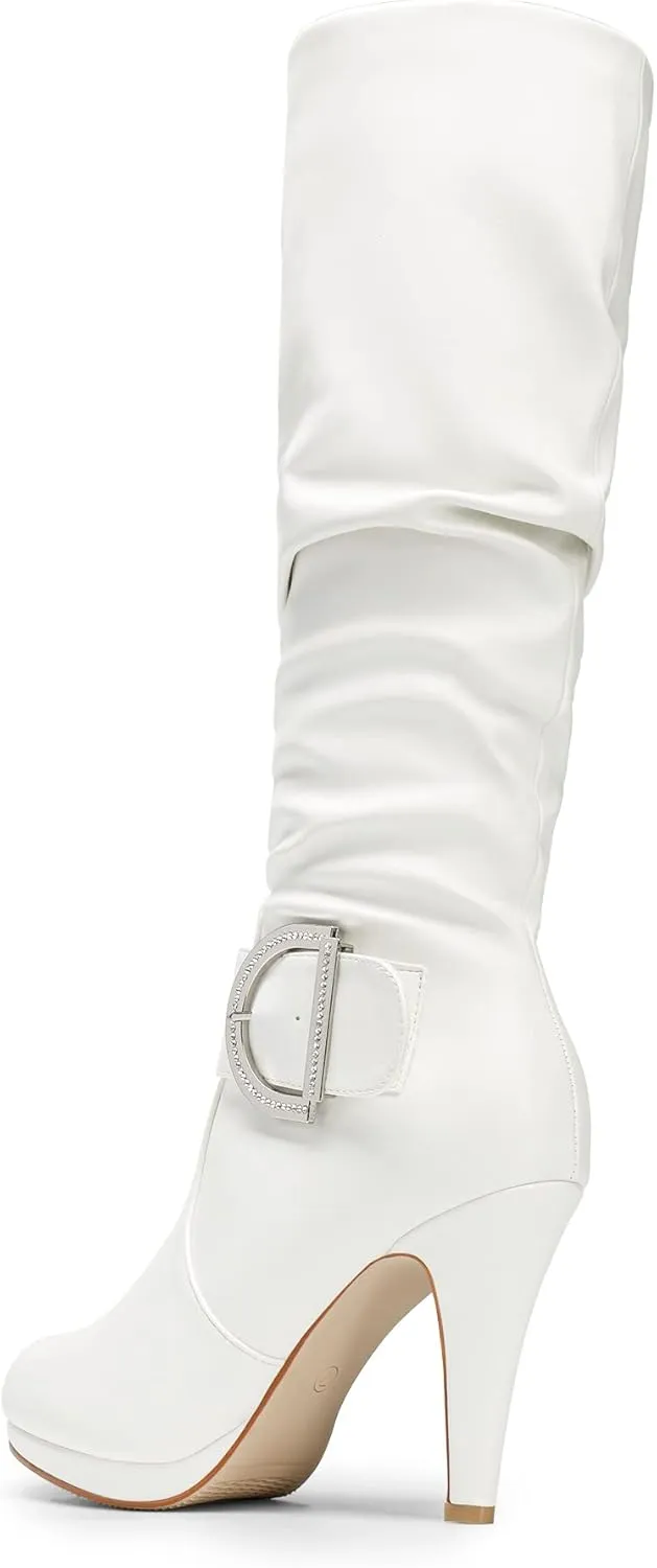 DREAM PAIRS Women's Knee-High Stiletto Boots, Black, Fashion & Classic Dress Boots