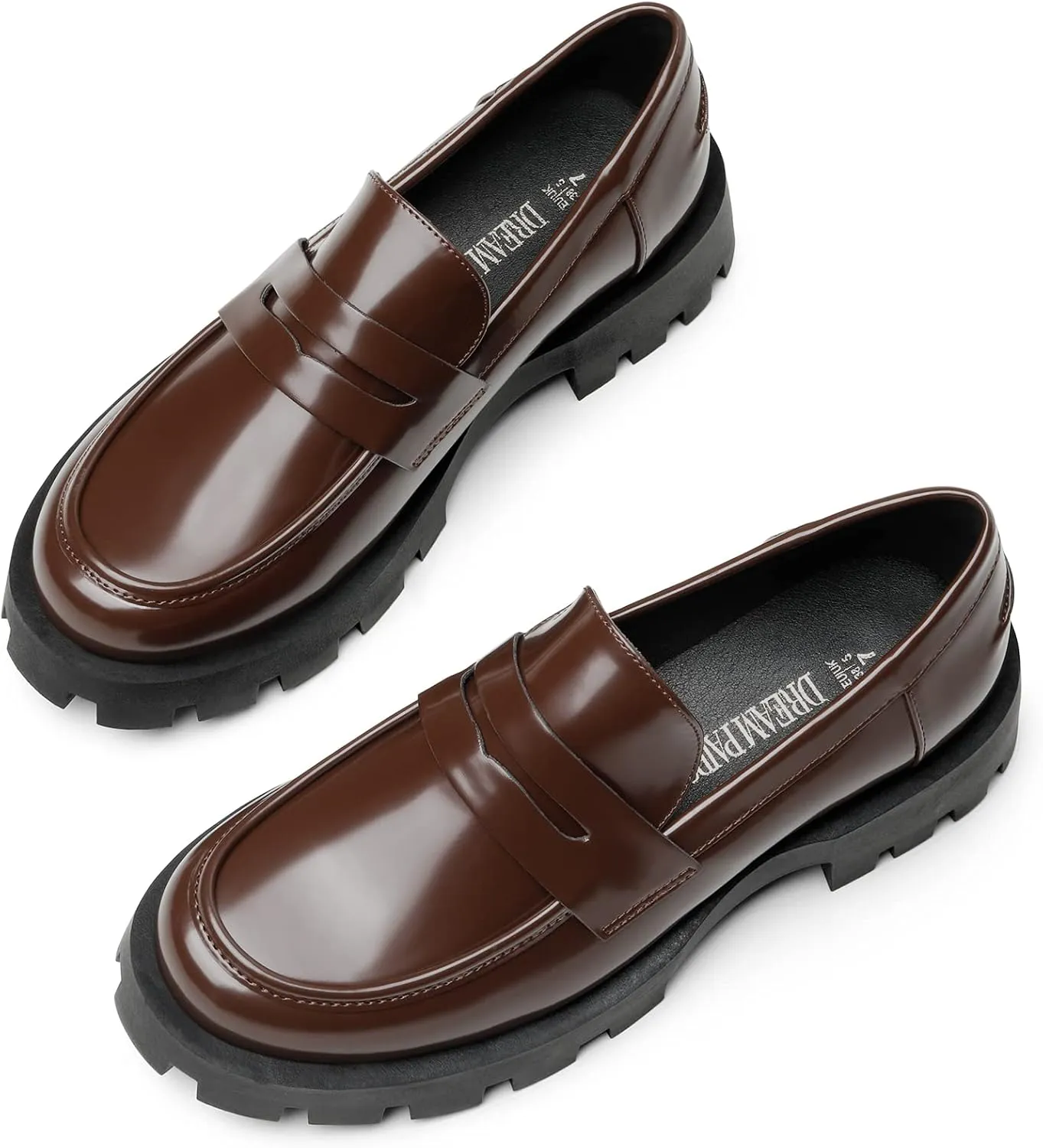 DREAM PAIRS Women's Loafers, Lug Sole Slip On Platform Chunky Penny Loafers for Women Dressy and Work, Business Casual Shoes for Women