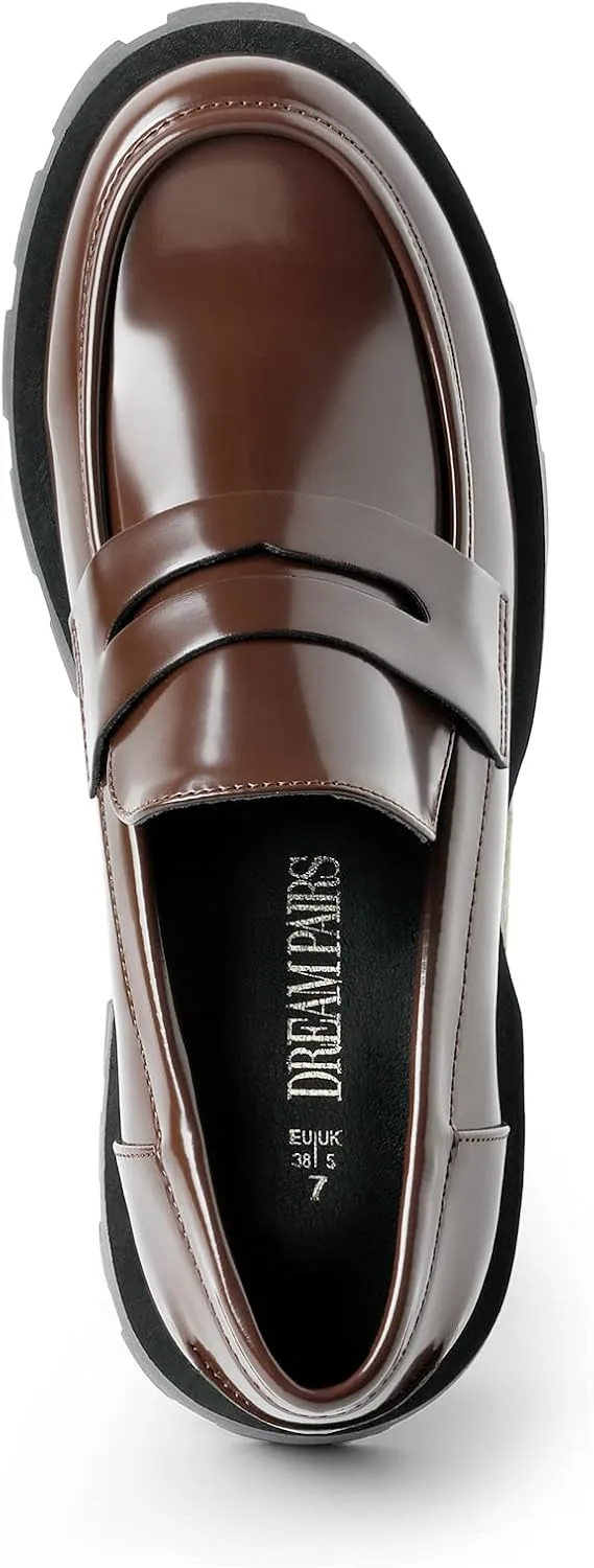 DREAM PAIRS Women's Loafers, Lug Sole Slip On Platform Chunky Penny Loafers for Women Dressy and Work, Business Casual Shoes for Women