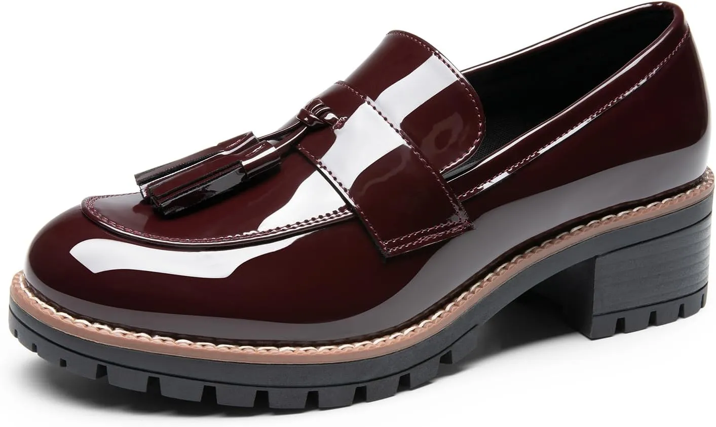 DREAM PAIRS Womens Loafers, Slip On Platform Chunky Penny Heeled Loafers for Women Dressy and Work, Business Casual Shoes for Women