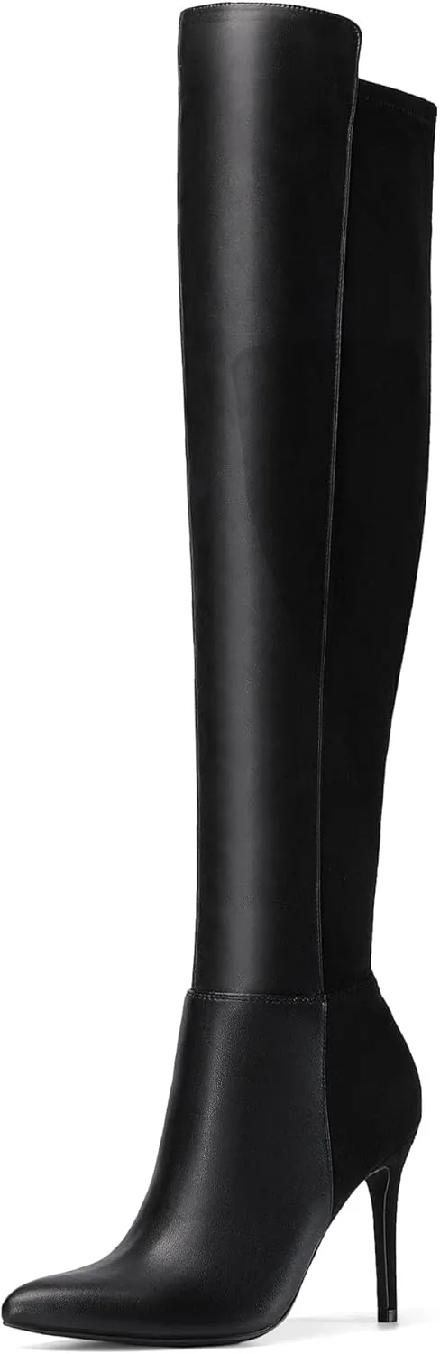 DREAM PAIRS Women's Over The Knee Thigh High Boots Long Stretch Pointed Toe Stiletto High Heels Fall Sexy Boots