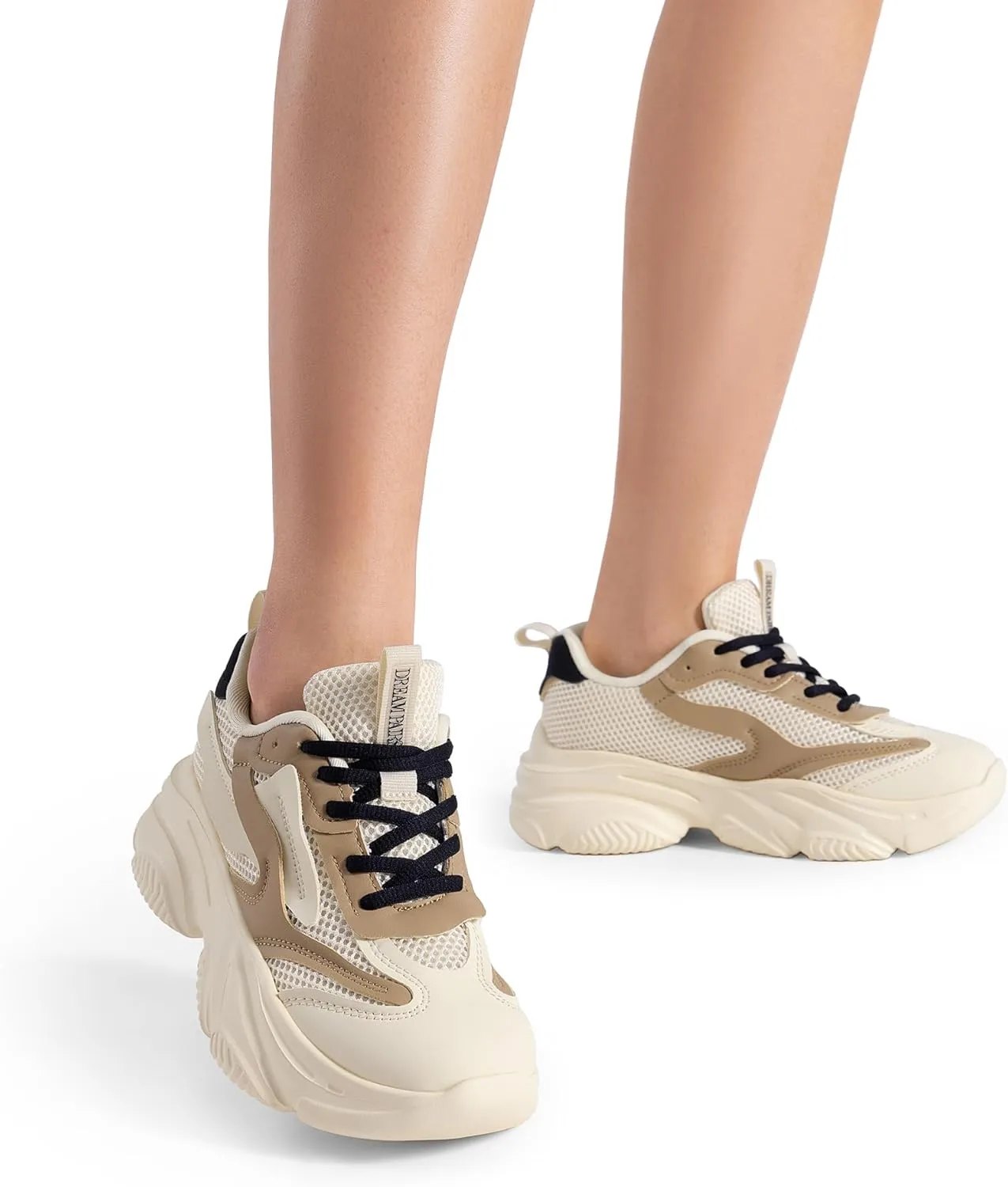 DREAM PAIRS Women's Platform Chunky Fashion Sneakers Jaxon Walking Lace-Up Comfortable Dad Sneakers Workout Sport Work Casual Tennis Shoes