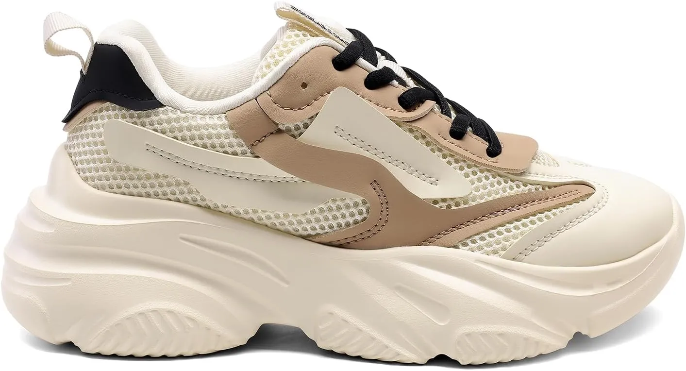 DREAM PAIRS Women's Platform Chunky Fashion Sneakers Jaxon Walking Lace-Up Comfortable Dad Sneakers Workout Sport Work Casual Tennis Shoes