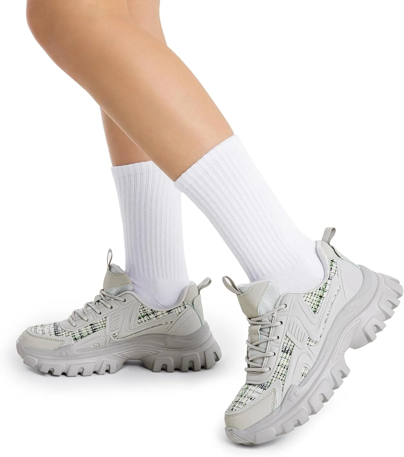 DREAM PAIRS Women's Platform Chunky Fashion Sneakers Y2K Maeve Lace-Up Comfortable Sneakers Casual Walking Shoes